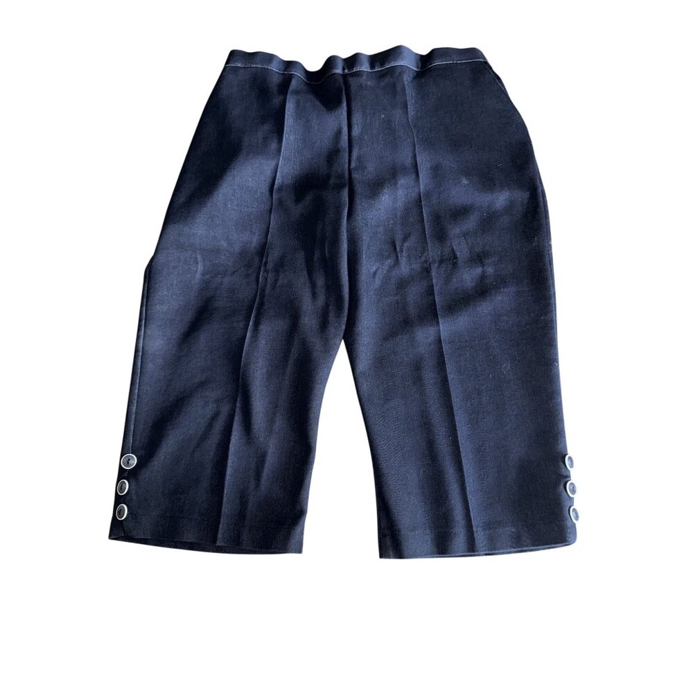 Vintage Style Navy Blue Elastic Waist Capris w/Button Accents/Pockets SZ 20